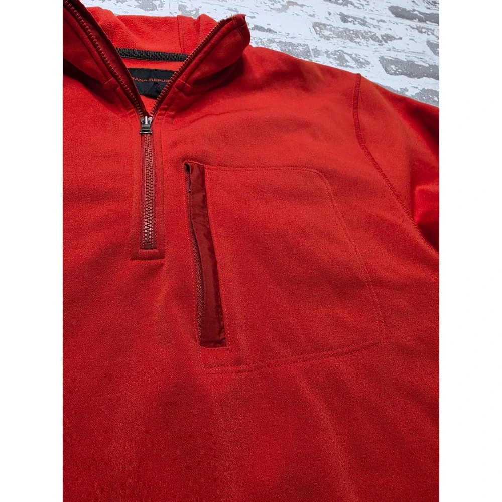 Banana Republic Mens Quarter Zip Pullover Orange Gray Athletic Fleece 233118-03